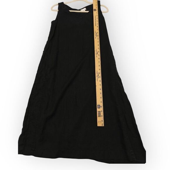 J. Jill Purejill 100% Linen Black Sleeveless A-Line Midi Dress Pockets Sz M - Picture 3 of 6